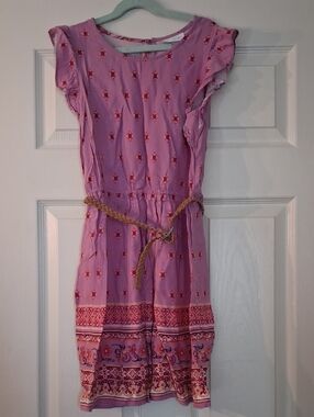 The Childrens Place Girls Size 10/12 Lilac Pink Boho Print Ruffled Sleeve Dress